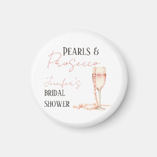 Pärlor & Prosecco Rosa Bröllopsdusch Magnet