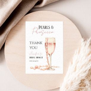 Pärlor & Prosecco Rosa Bröllopsduschpresent Tack Kort