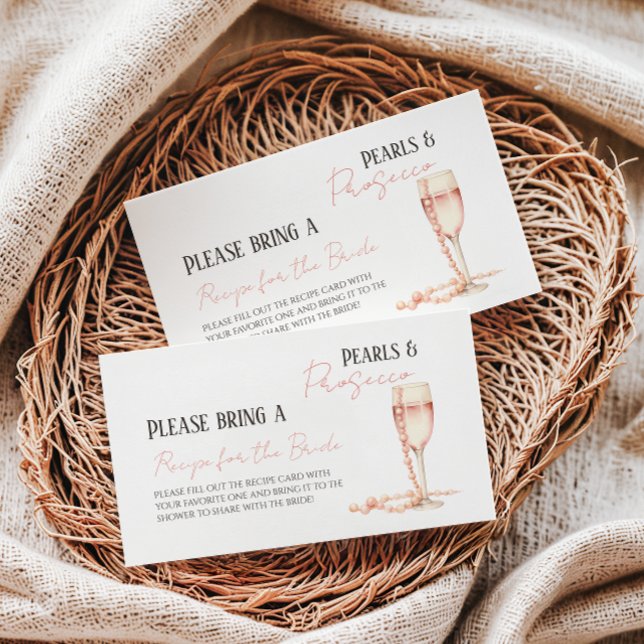 Pärlor & Prosecco Rosa Bröllopsfest-recept Tilläggskort (Skapare uppladdad)