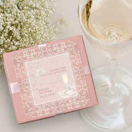Pärlor & Prosecco Rose Guld Bröllopsfest Gåva Fyrkantigt Klistermärke
