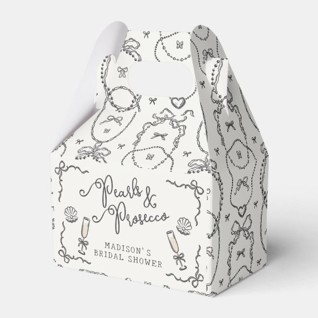 Pärlor & Prosecco Svart Coquette Slöja Bröllopsfes Presentaskar (Framsidan Sidan)