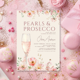Pärlor & Prosecco Vildblomma Bröllopsdusch Inbjudningar