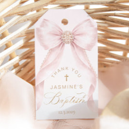 Pärlor Rosa Slöja Dop Tack Presentetikett