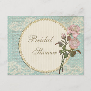Pärlor & Snöre Shabby chic Rosor Möhippa Inbjudningar