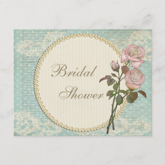 Pärlor & Snöre Shabby chic Rosor Möhippa Inbjudningar