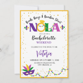 PÄRLOR, SPRIT och BOURBON STREET NOLA BACHELORETTE Inbjudningar