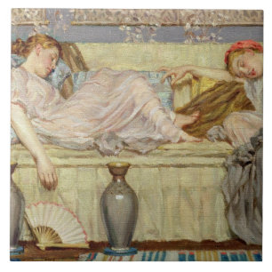 Pärlor (studie), c.1875 (olja på kanfas) kakelplatta