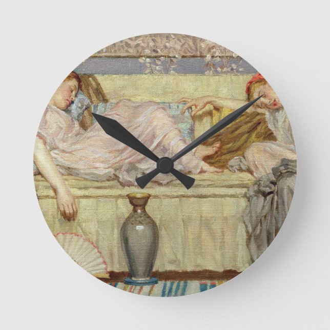 Pärlor (studie), c.1875 (olja på kanfas) rund klocka (Framsida)