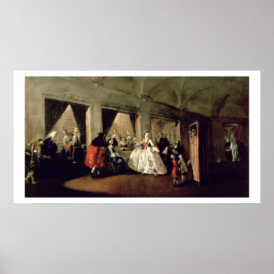 Parlouren av den San Zaccaria kloster (olja på ca Poster