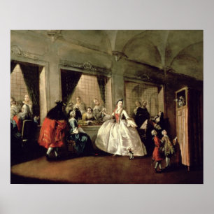 Parlouren av den San Zaccaria kloster (olja på ca Poster