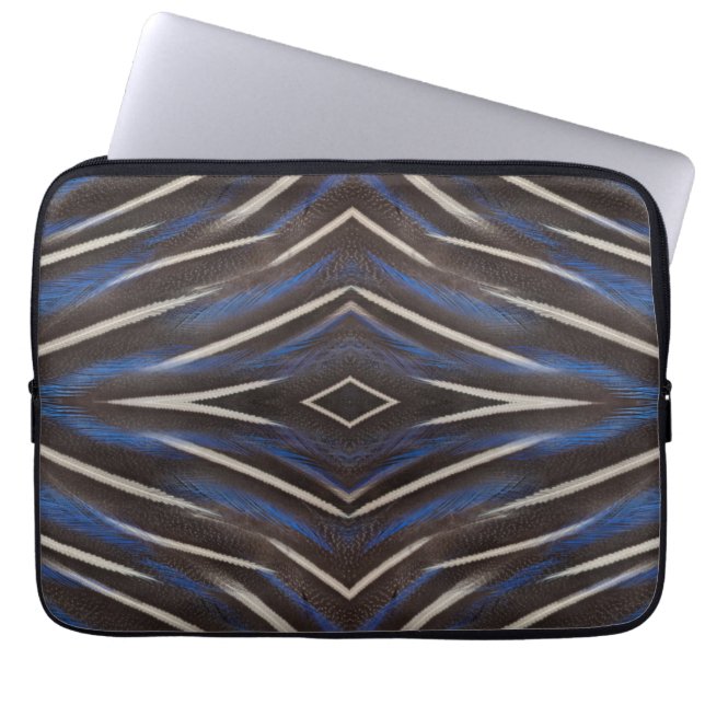 Pärlpärlhöns fjäderdesign laptop sleeve (Framsidan)