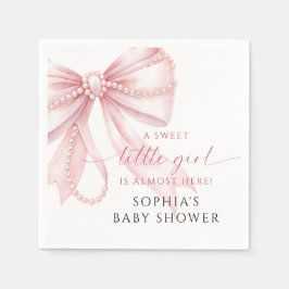 Pärlrosa rosett Söt liten flicka Baby Shower Pappersservett