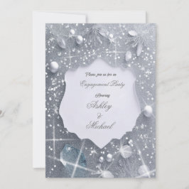 Pärlsekvenser i silver förlovningsfest glitter inbjudningar