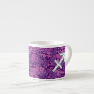 Pärlskal Sagittarius-symbol Fuchsia Kamouflage Espressomugg
