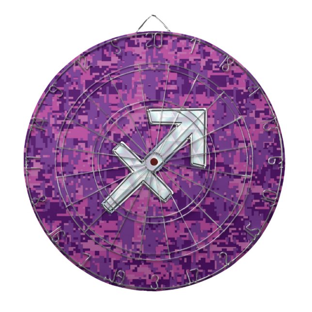 Pärlskjutande Skyttens Symbol Fuksia Kamouflage Darttavla (Framsidan)