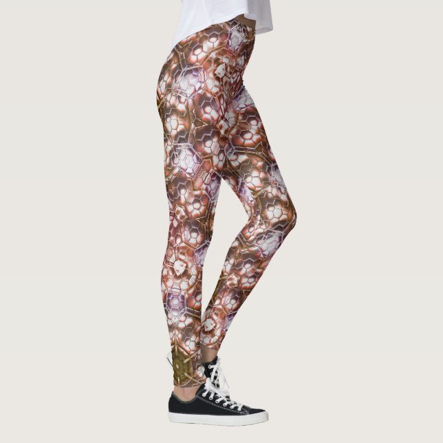 Parly brunkaleidoskop för överlappande hexagoner leggings (Höger)