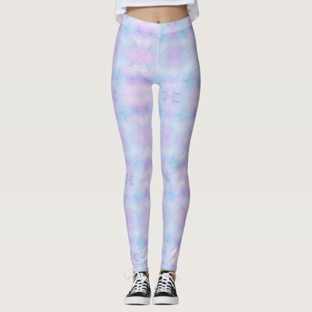 Parly Psychedelic Pastel Lavender Blue Rosa Leggings (Framsida)