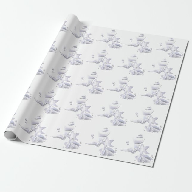 Parly Seashells Beach Linen Wrapping Papper Presentpapper (Utrullad)