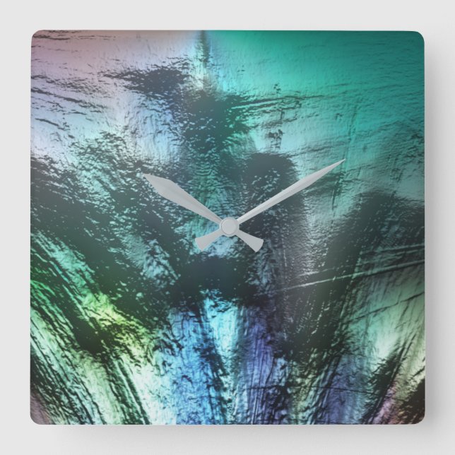 Parly sten struktur in blue cyan to silvery grått  fyrkantig klocka (Framsida)