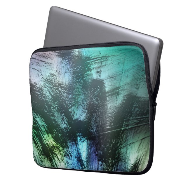 Parly sten struktur in blue cyan to silvery grått  laptop fodral (Framsidan Vänster)