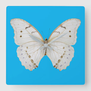 Parly White Butterfly Fyrkantig Klocka