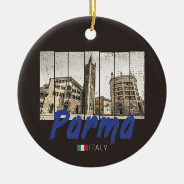 Parma Emilia-Romagna Italien Vintage Souvenir Julgransprydnad Keramik (Framsidan)