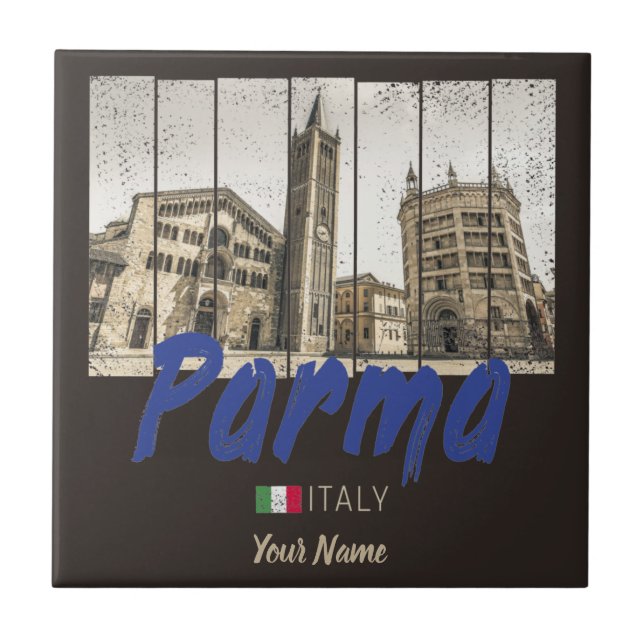 Parma Emilia-Romagna Italien Vintage Souvenir Kakelplatta (Framsidan)