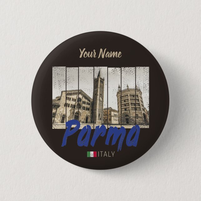 Parma Emilia-Romagna Italien Vintage Souvenir Knapp (Framsida)