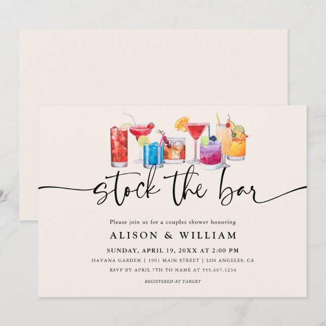 Parmiddag | Fyll Baren  Inbjudningar (Fram/baksida)