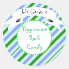 Pärmmynta sten candy stripe-etikett runt klistermärke