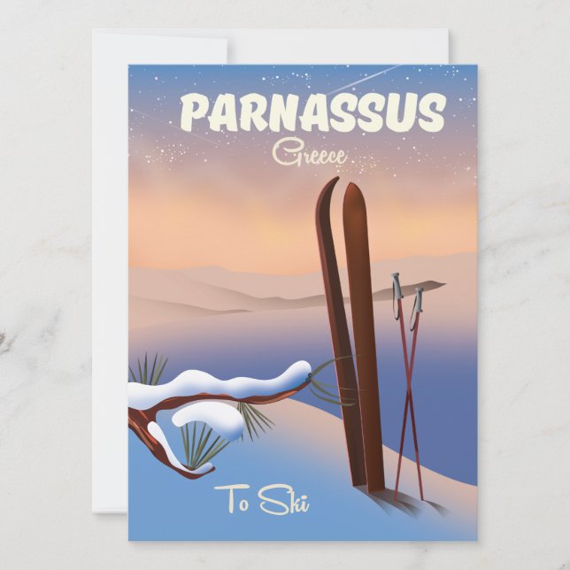 Parnassus Grekland Skidåkningsresaffisch (Framsida)