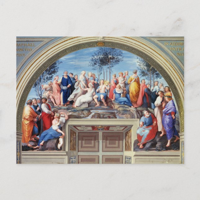 Parnassus och Disputa från Stanza della S Vykort (Framsida)