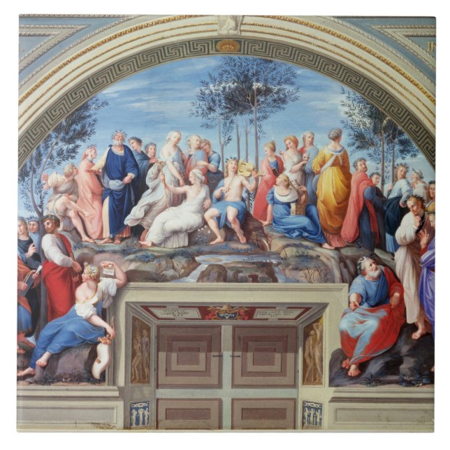 Parnassus och Disputaen, från Stanzadellaen S Kakelplatta (Framsidan)