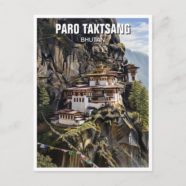 Paro Taktsang Bhutan Travel Vykort (Framsida)