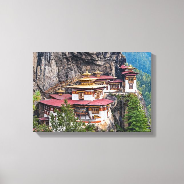 Paro Taktsang: The Tiger's Nest Monastery - Bhutan Canvastryck (Framsida)