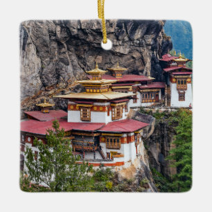 Paro Taktsang: The Tiger's Nest Monastery - Bhutan Julgransprydnad Keramik