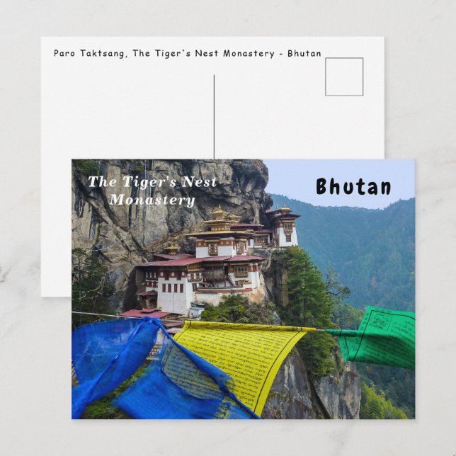 Paro Taktsang: The Tiger's Nest Monastery - Bhutan Vykort (Fram/baksida)