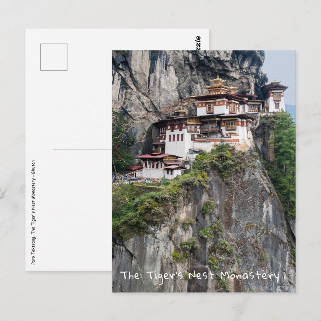 Paro Taktsang: The Tiger's Nest Monastery - Bhutan Vykort (Fram/baksida)