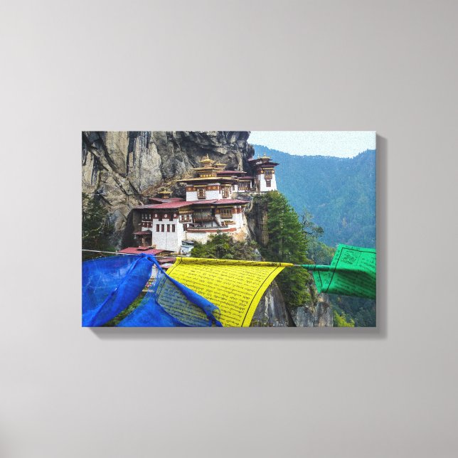 Paro Taktsang: Tigernästet kloster - Bhutan Canvastryck (Framsida)