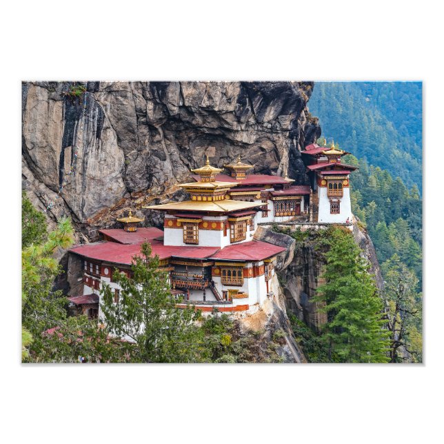 Paro Taktsang: Tigernästet klostret - Bhutan Fototryck (Framsidan)