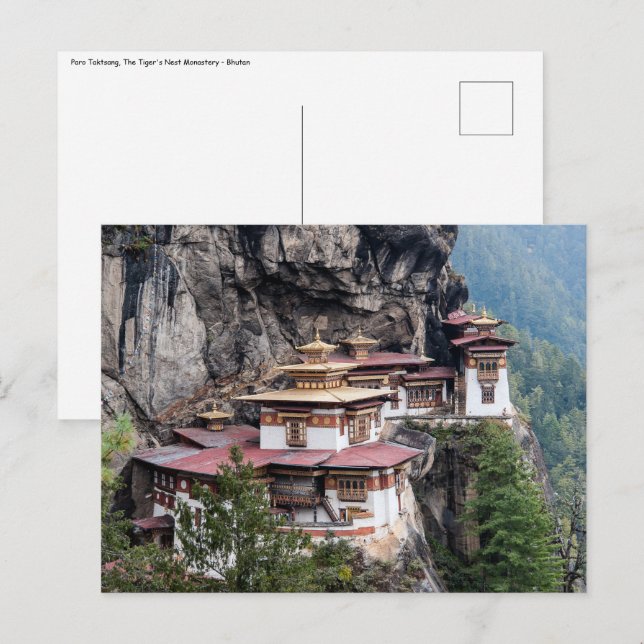 Paro Taktsang: Tigernästet klostret - Bhutan Vykort (Fram/baksida)