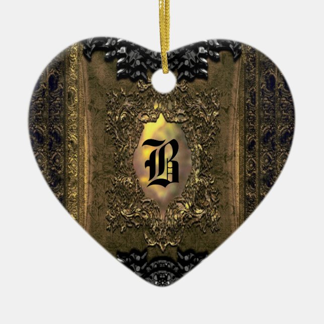 Parocollet Elegant Old World Charm Monogram Julgransprydnad Keramik (Framsidan)