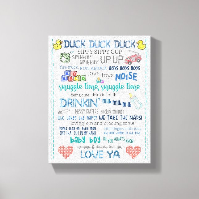 Parodi jay tysta bob rolig barnkammare konst babyp canvastryck (Framsida)