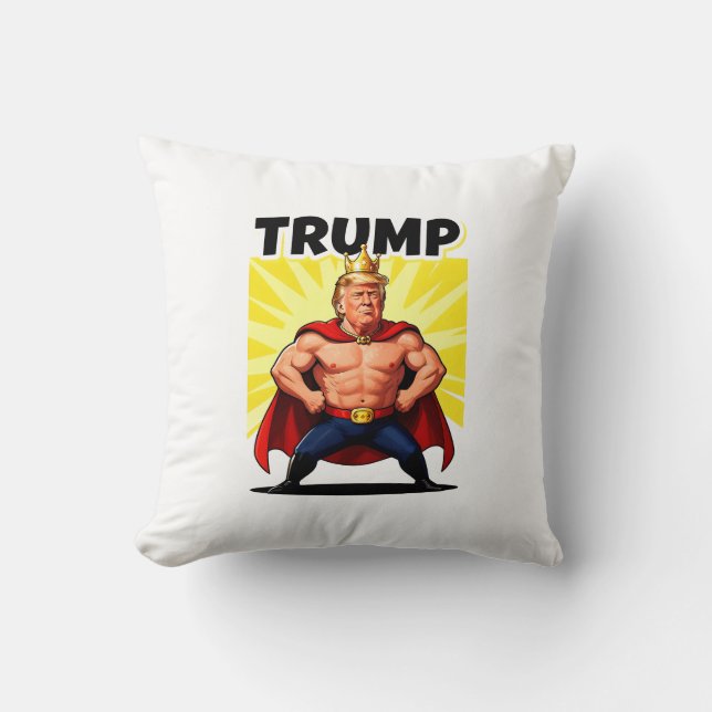 Parodic Superhero Trump Caricature Kudde (Framsida)