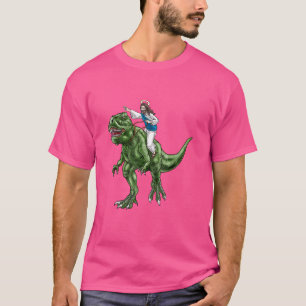 Parody Jesus Riding Dinosaur Cute Meme Dino Gift T Shirt