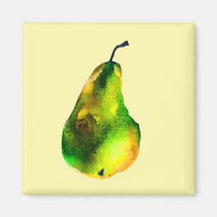 Päron akvarell grön frukt magnet