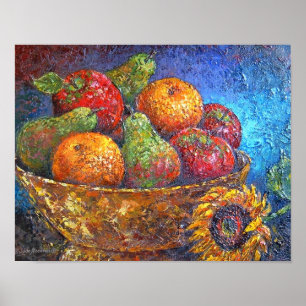 Päron Bowl Fruits Fortfarande konsmålning Poster