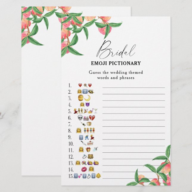 Päron - bröllopsdusch emoji pictionary spel (Fram/baksida)