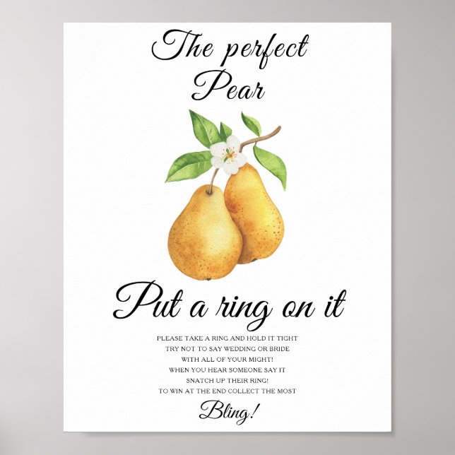 Päron bröllopsdusch Sätt en ring på det spelet Poster (Framsidan)