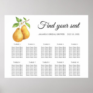 Päron för vattenfärgspar Bröllop-sätesdiagram Poster